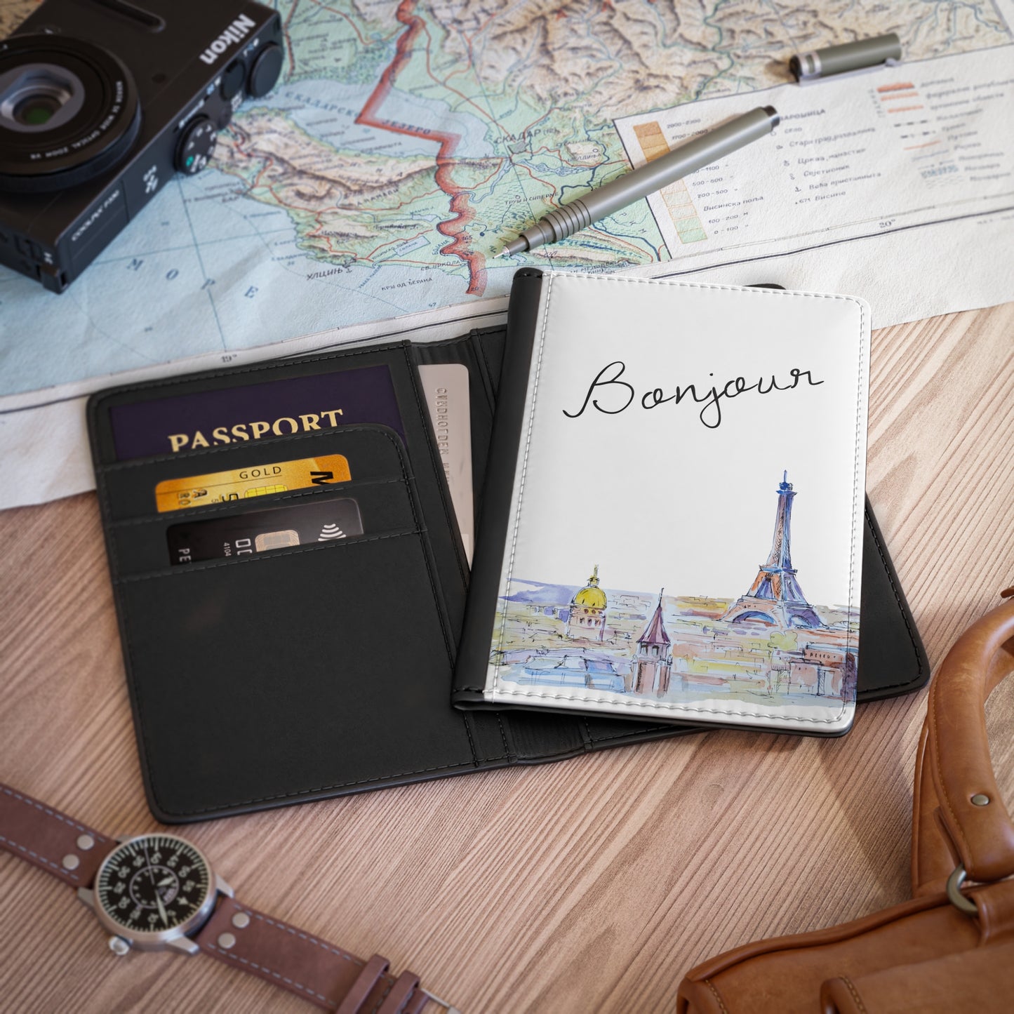 Paris Watercolor Passport Cover