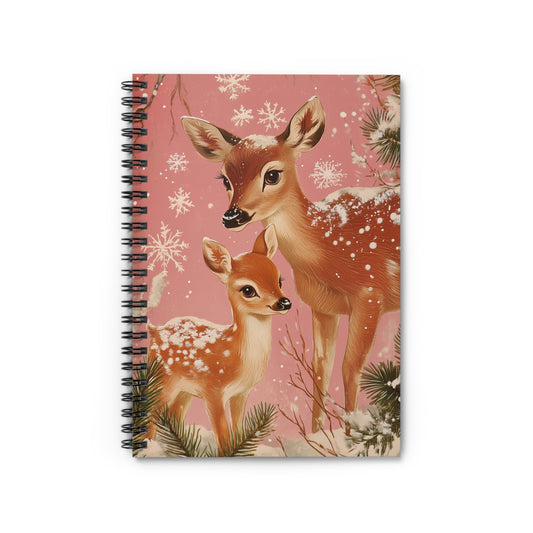Pink Snow and Deer Christmas Sprial Notebook