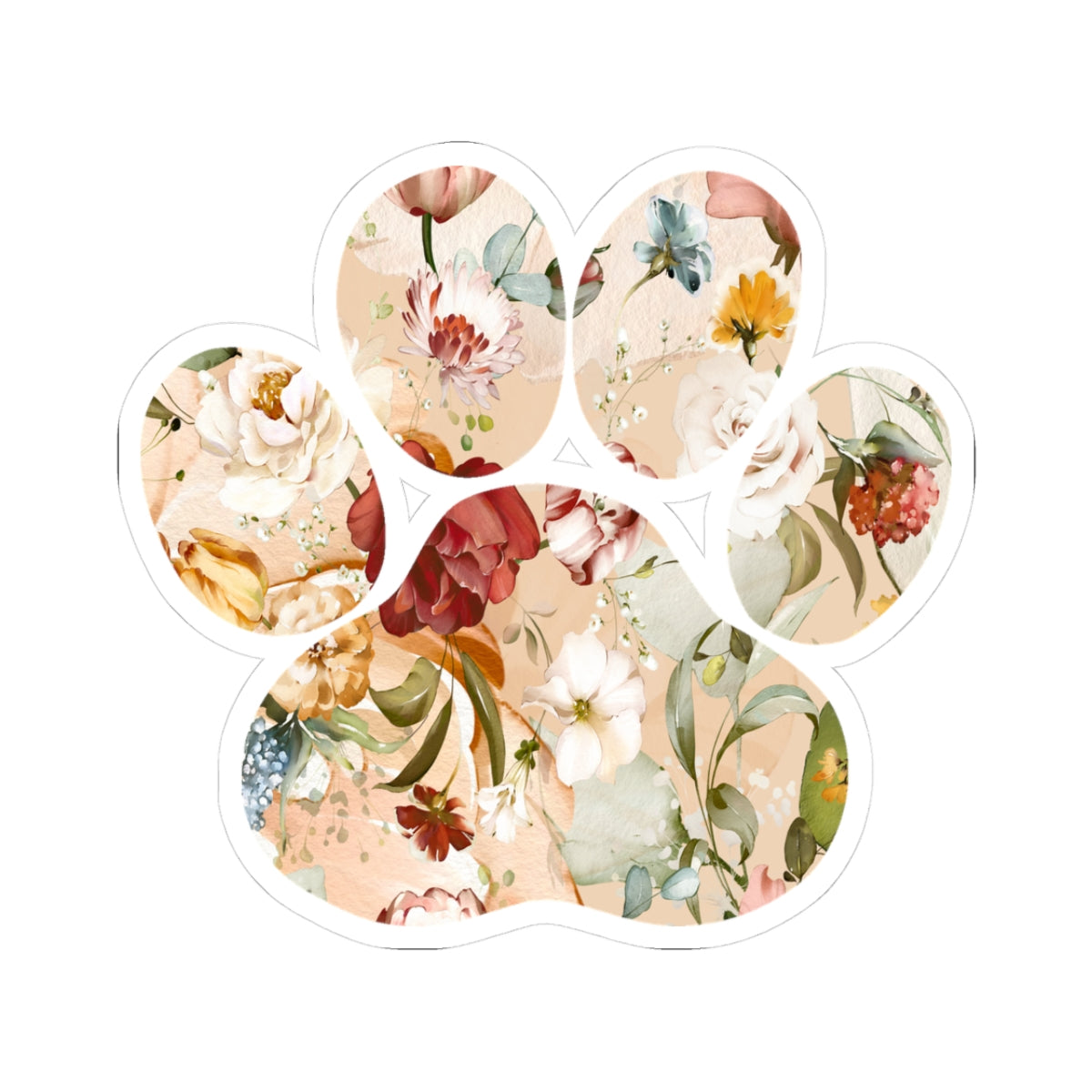 Floral Paw Print Stickers - Cute Animal Aesthetic for Pet Lovers