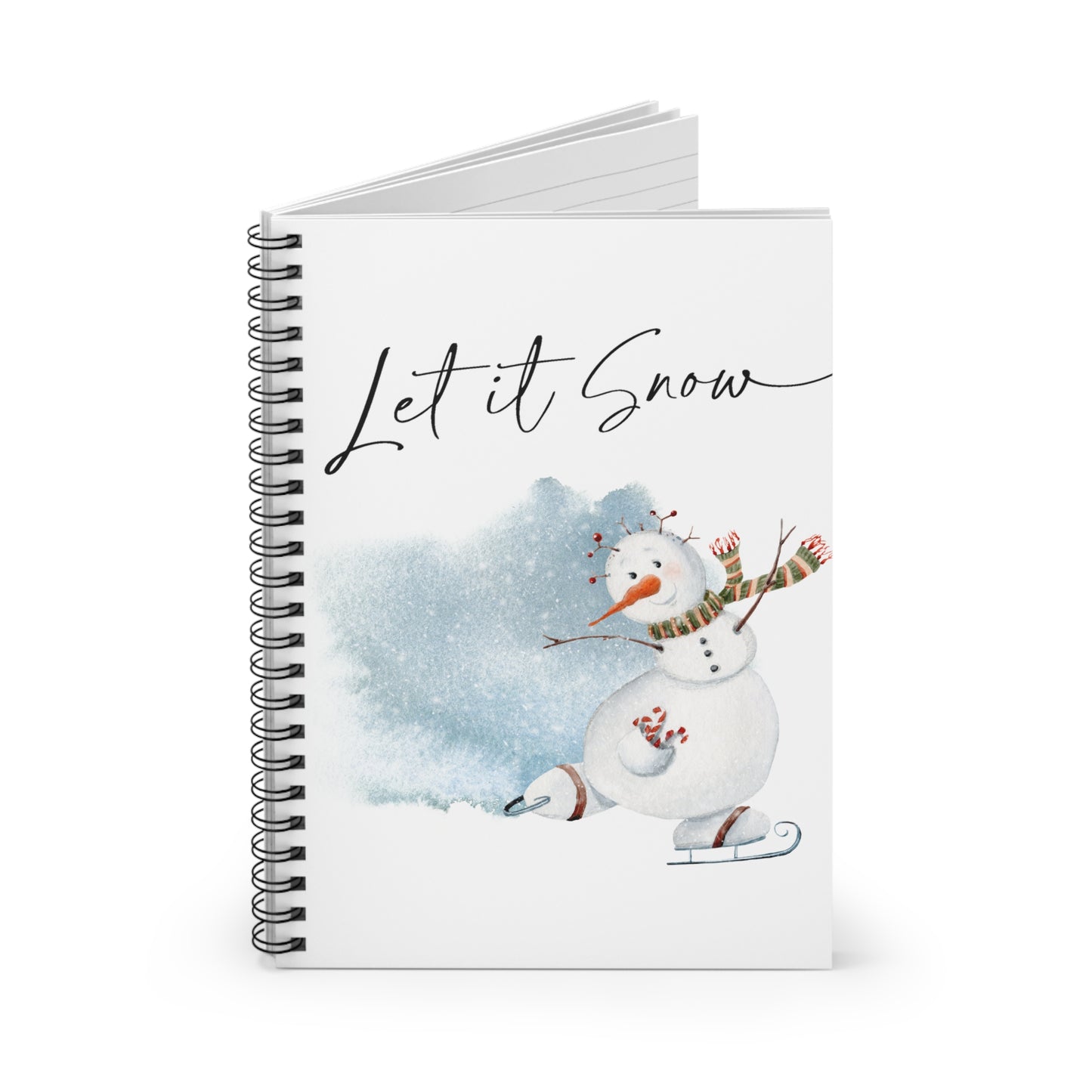 Let It Snow Snowman Ice Skating Christmas Spiral Notebook
