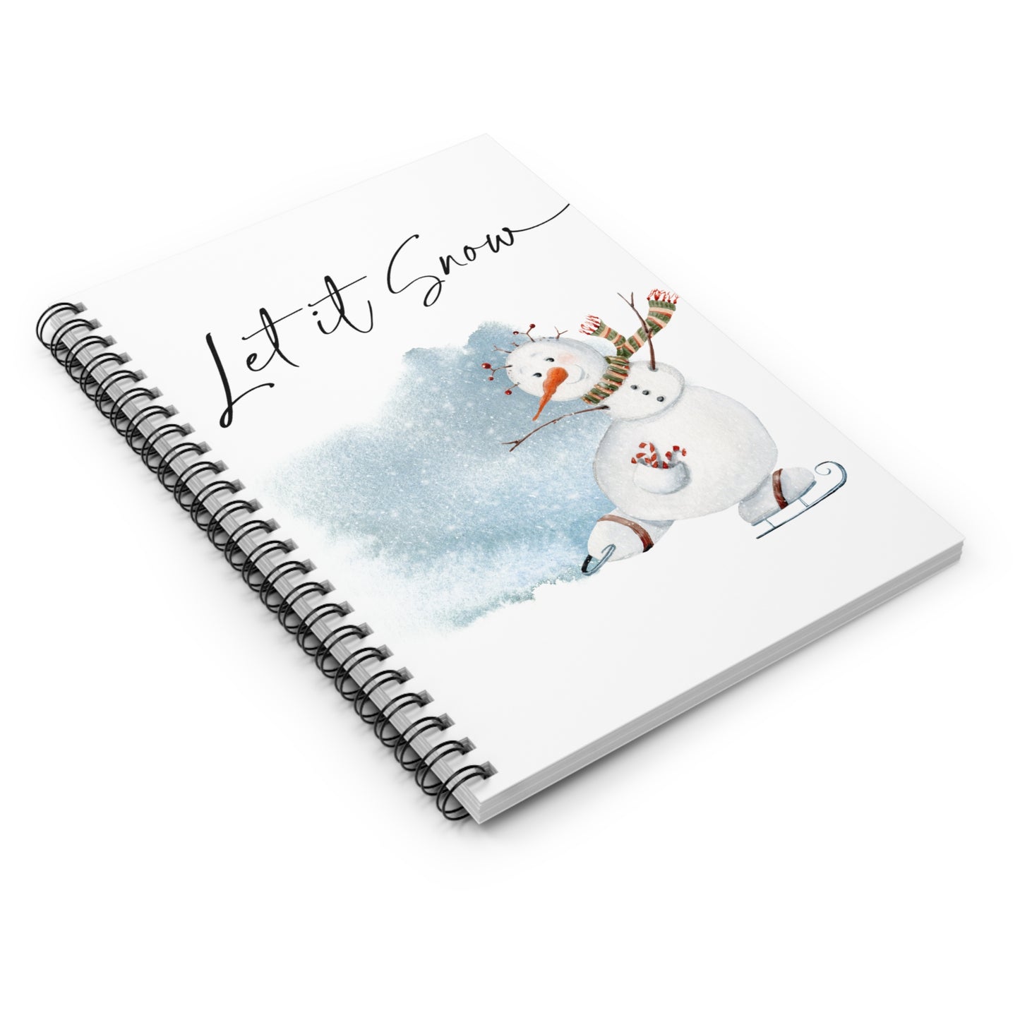 Let It Snow Snowman Ice Skating Christmas Spiral Notebook