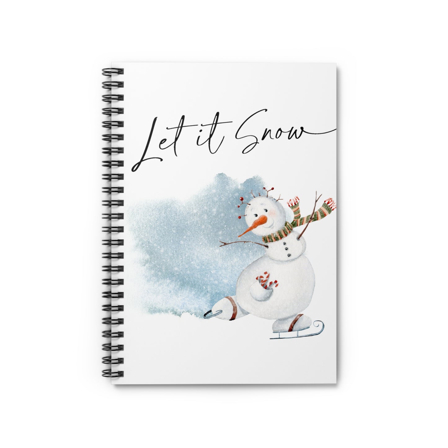 Let It Snow Snowman Ice Skating Christmas Spiral Notebook
