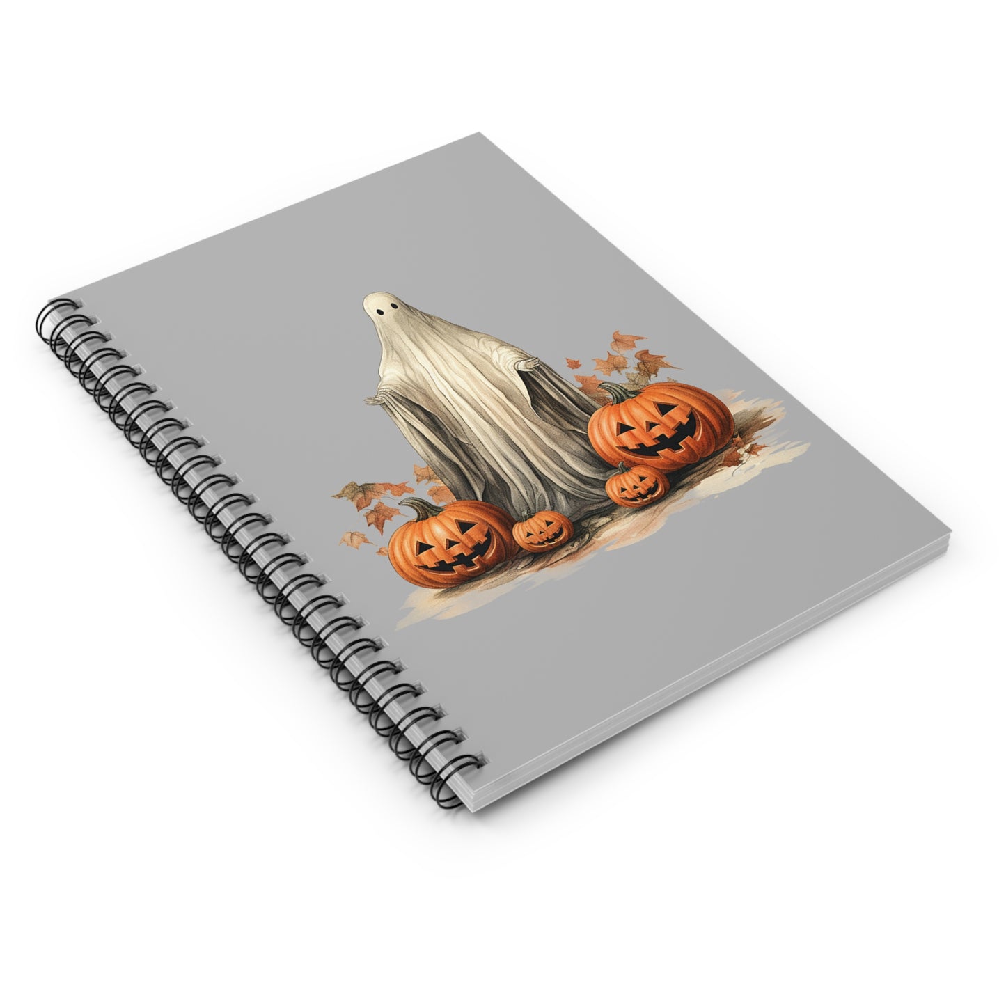 Halloween Spooky Ghost with Pumpkins Spiral Notebook
