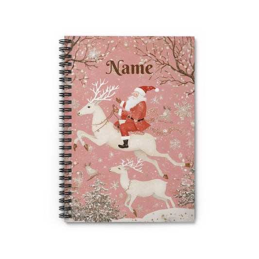 Pink Vintage Snow and Santa Christmas Notebook