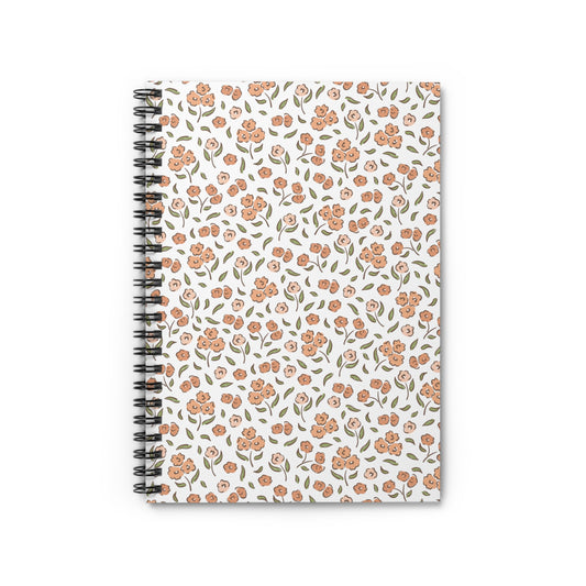Pink Floral Orange Spiral Notebook