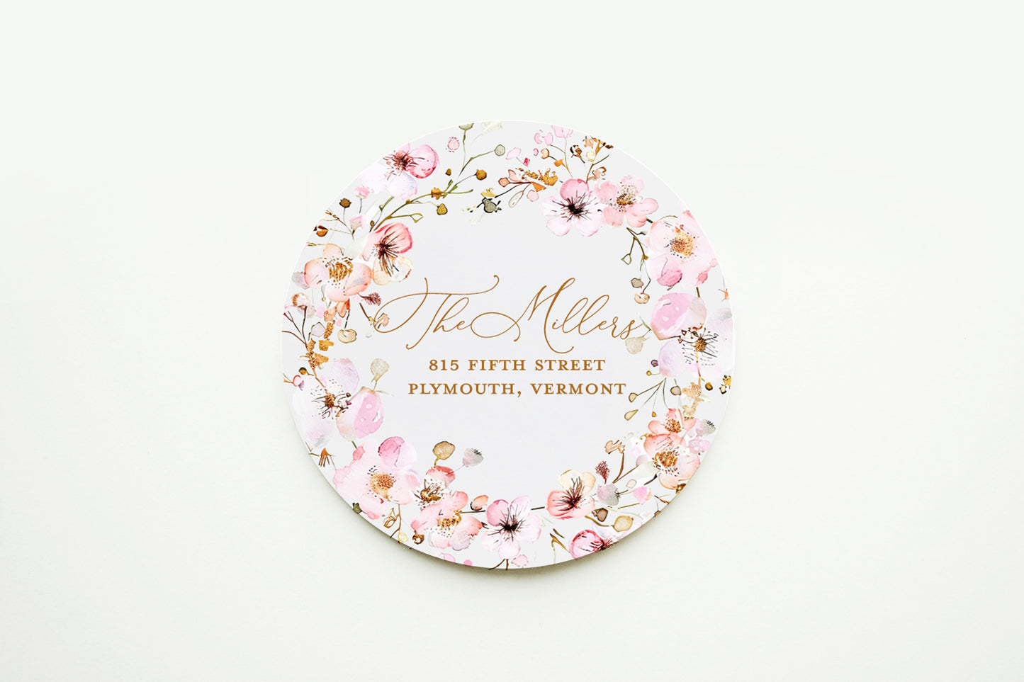 Pink Floral Spring Return Address Sticker