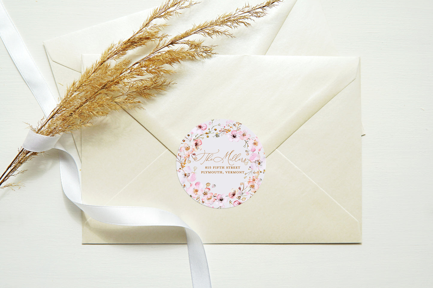 Pink Floral Spring Return Address Sticker