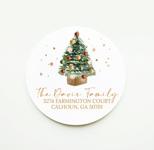 Pretty Gold Christmas Return Address Sticker or Label