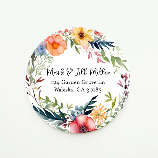 Watercolor Floral Return Address Sticker