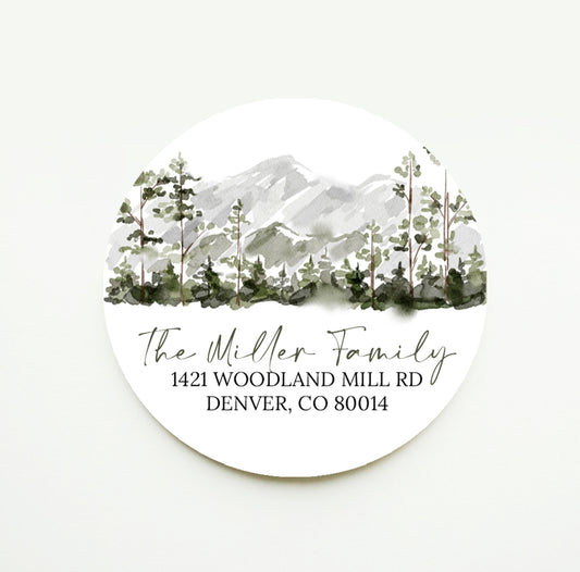 Watercolor Mountain Return Address Sticker or Label