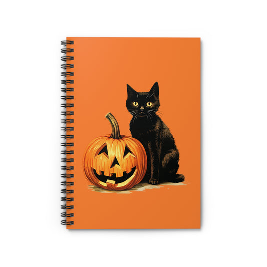 Halloween Black Cat and Pumpkin Notebook