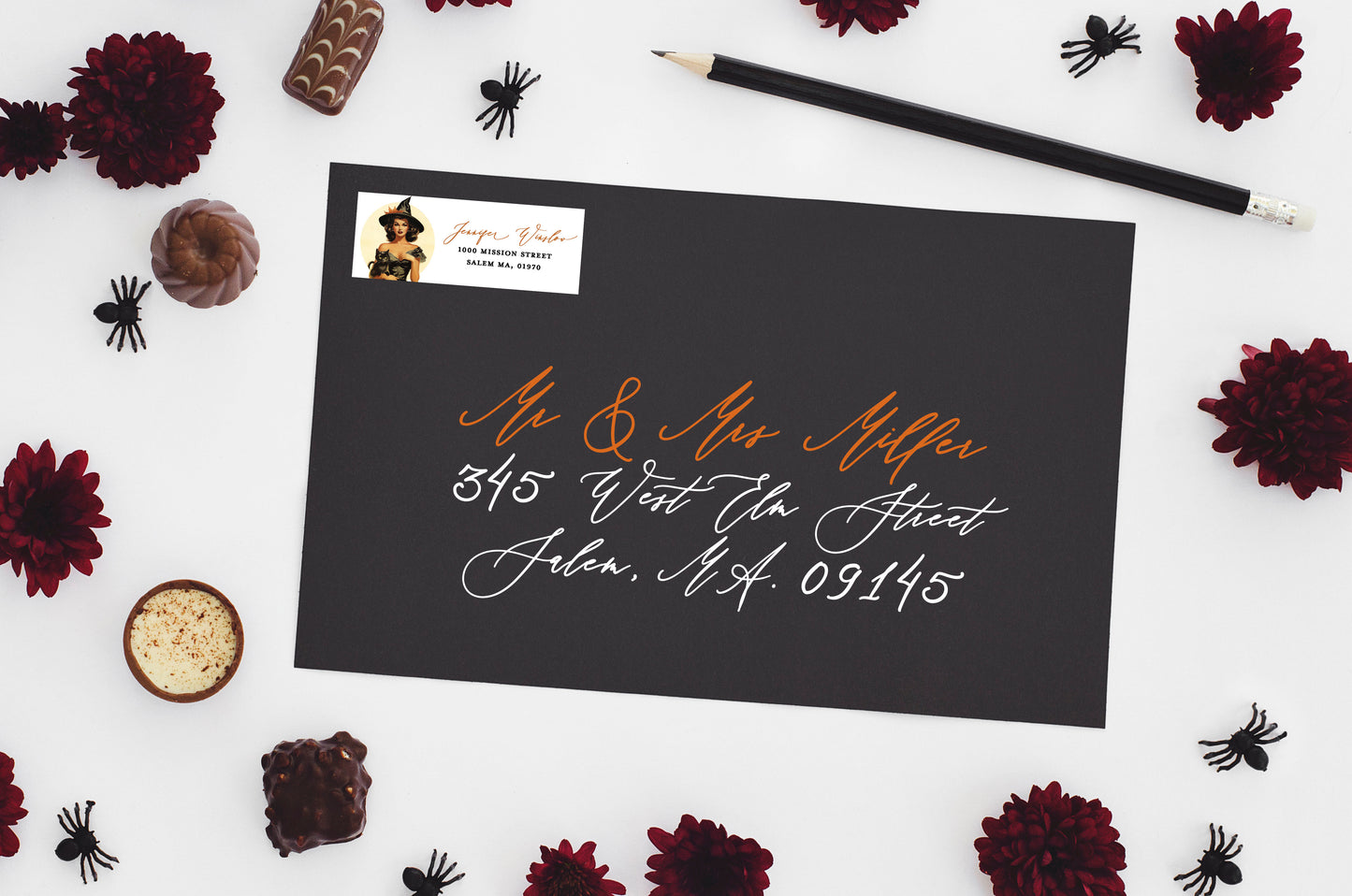 Retro Witch Halloween Return Address Sticker