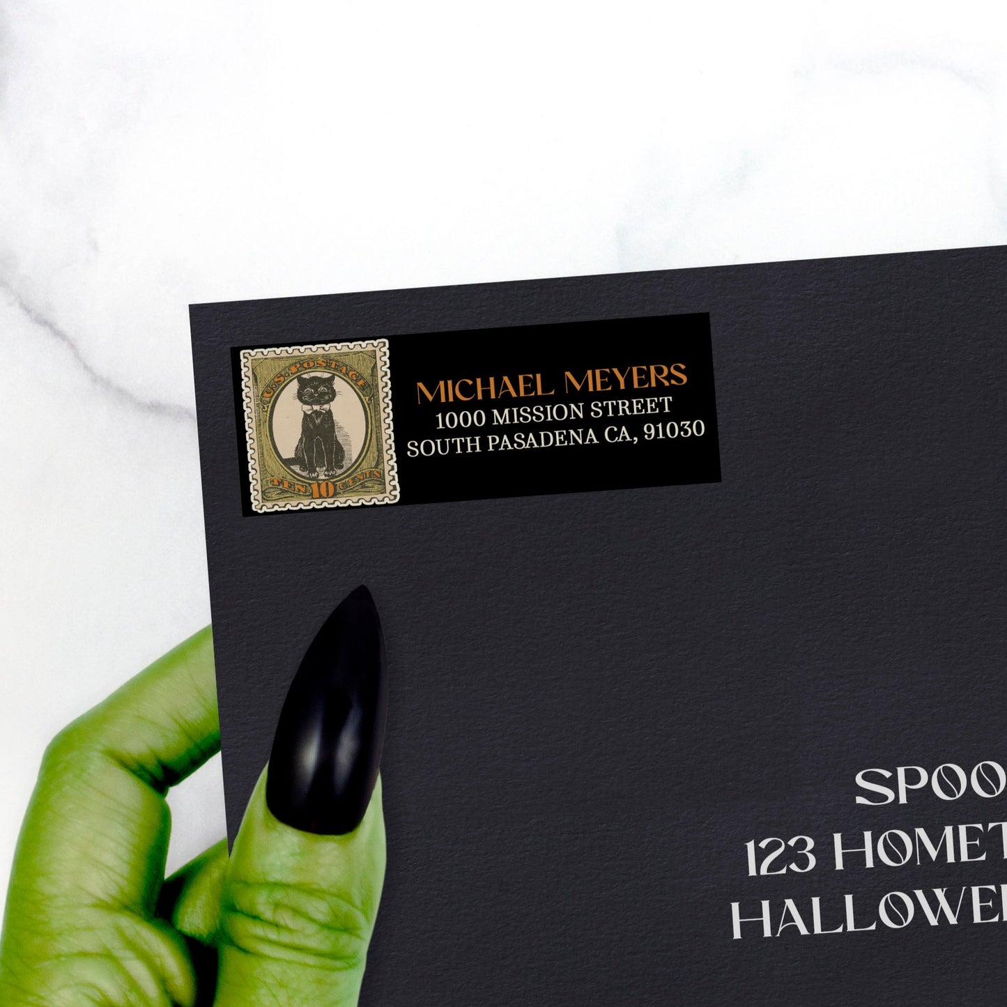 Black Cat Halloween Return Address Sticker