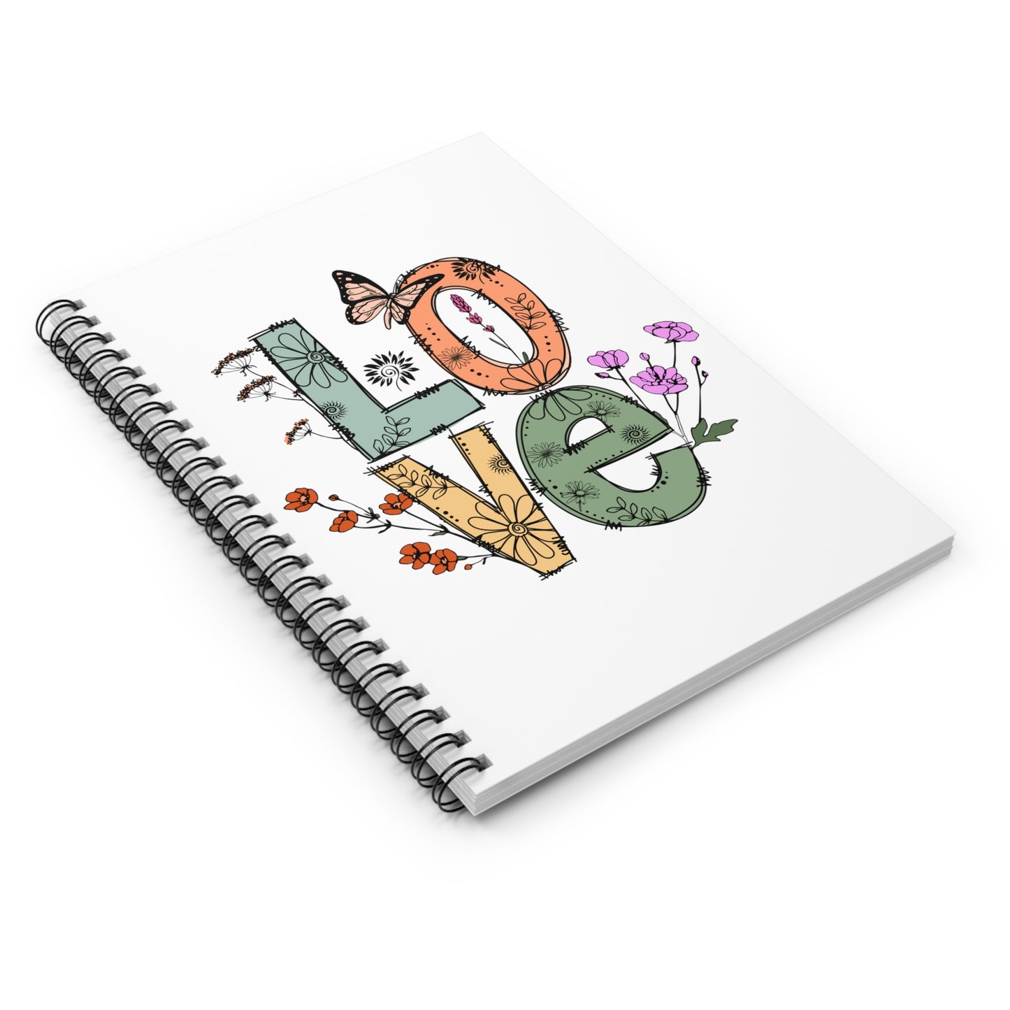 Love Butterfly Garden Lined Spiral Notebook