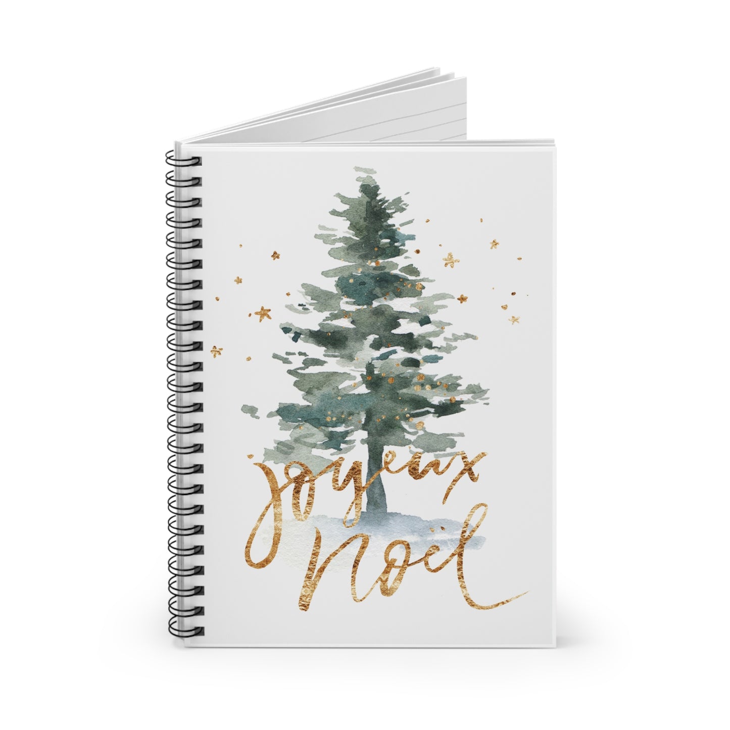 Gold Watercolor Christmas Tree Notebook