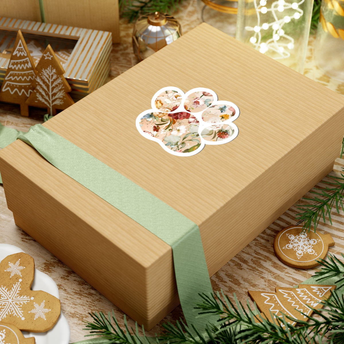 Floral Paw Print Stickers - Cute Animal Aesthetic for Pet Lovers