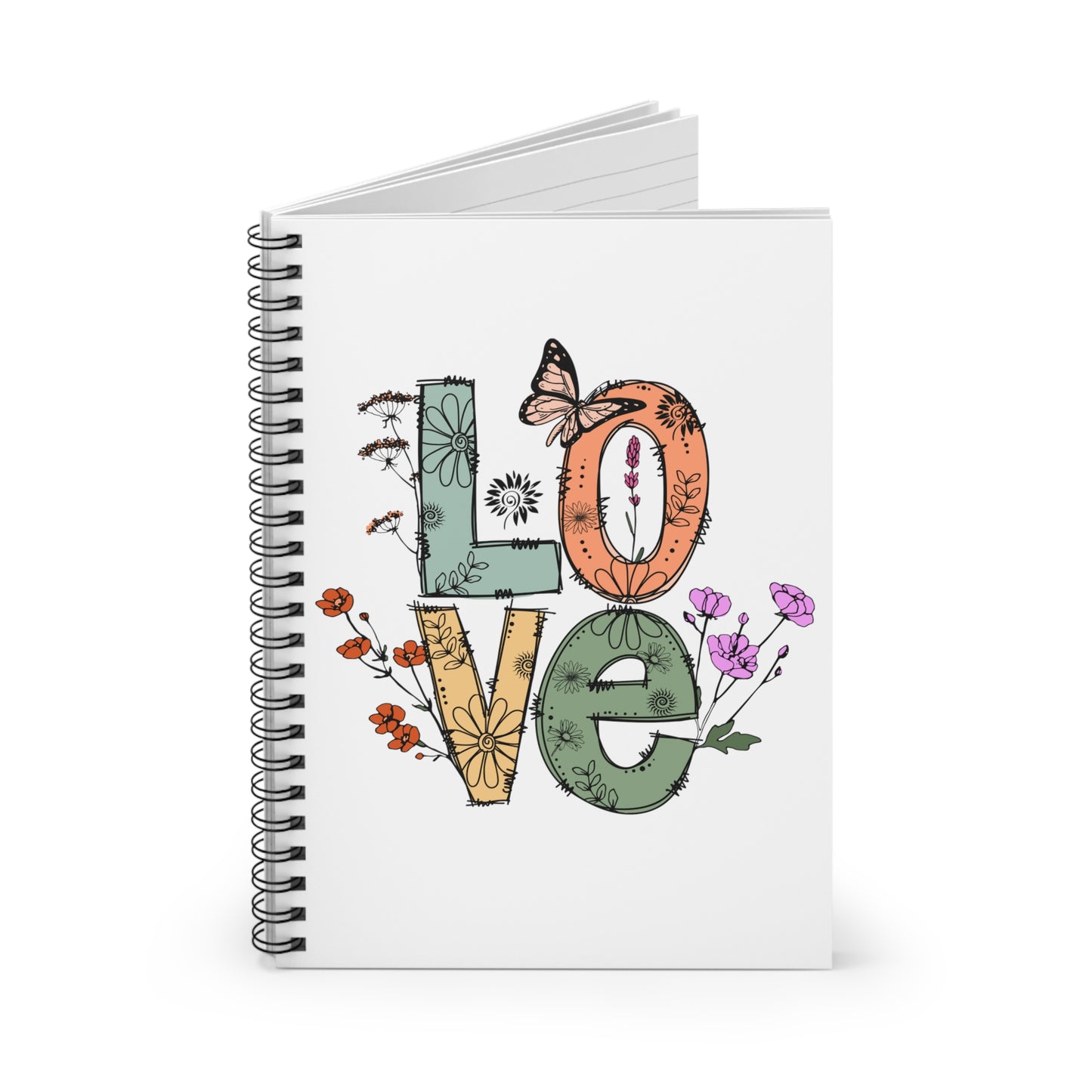 Love Butterfly Garden Lined Spiral Notebook