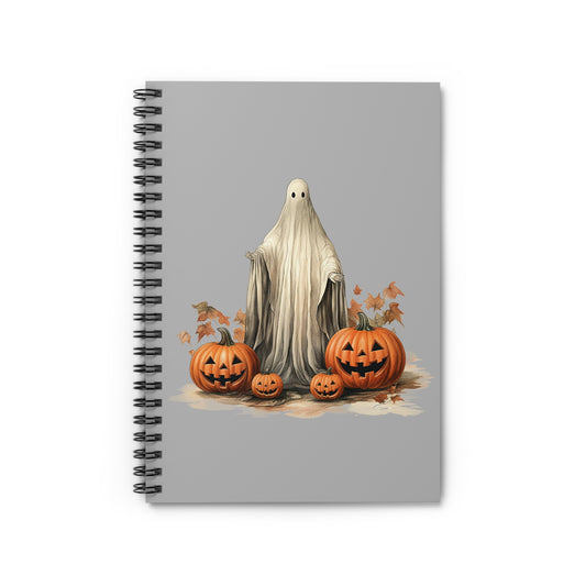 Halloween Spooky Ghost with Pumpkins Spiral Notebook