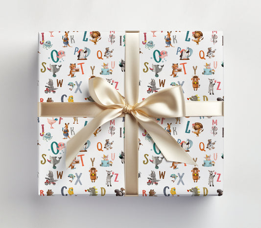 Animal Alphabet Baby or Birthday Wrapping Paper