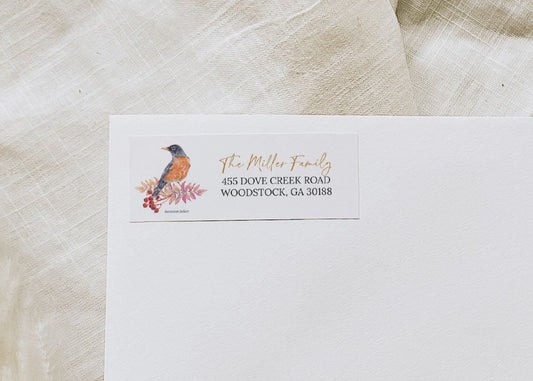White envelope with address label on a textured surface