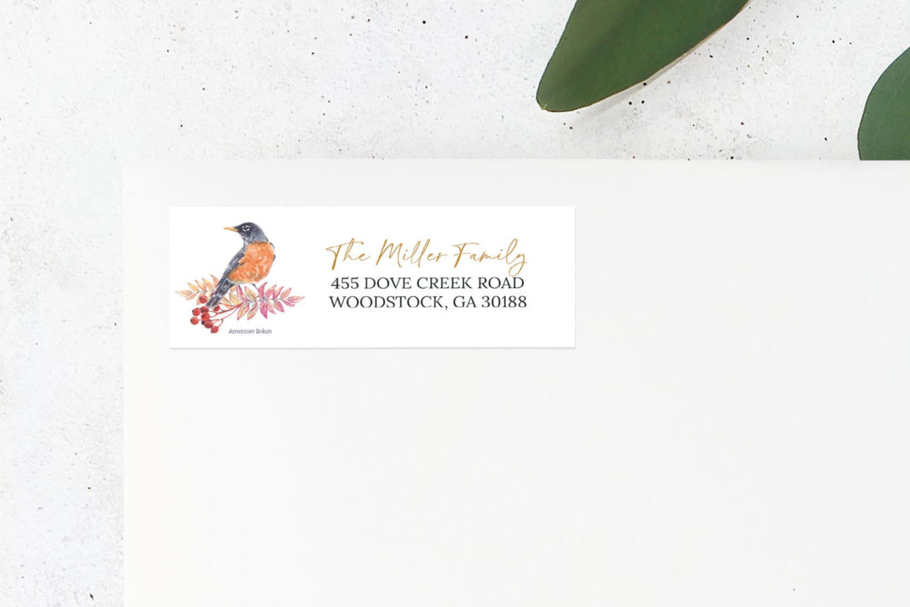 American Robin Bird Return Address Sticker