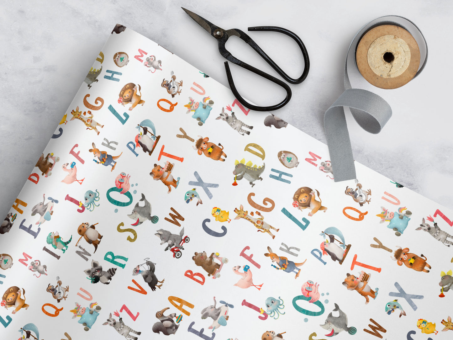 Animal Alphabet Baby or Birthday Wrapping Paper