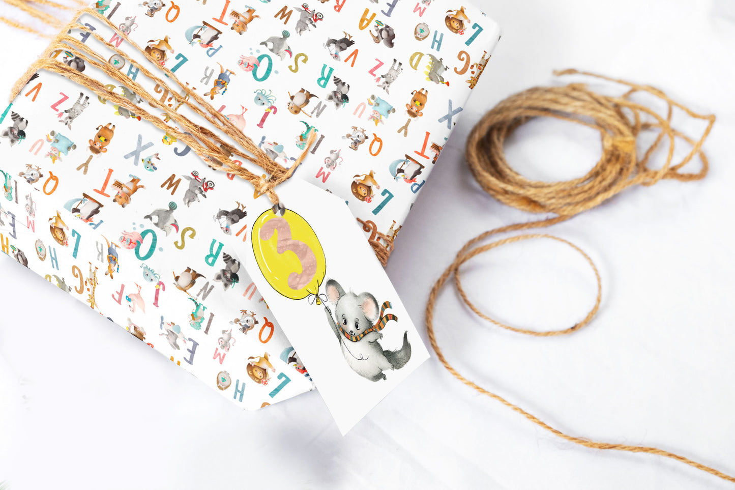 Animal Alphabet Baby or Birthday Wrapping Paper