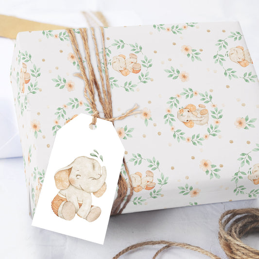 Baby Elephant Shower Wrapping Paper