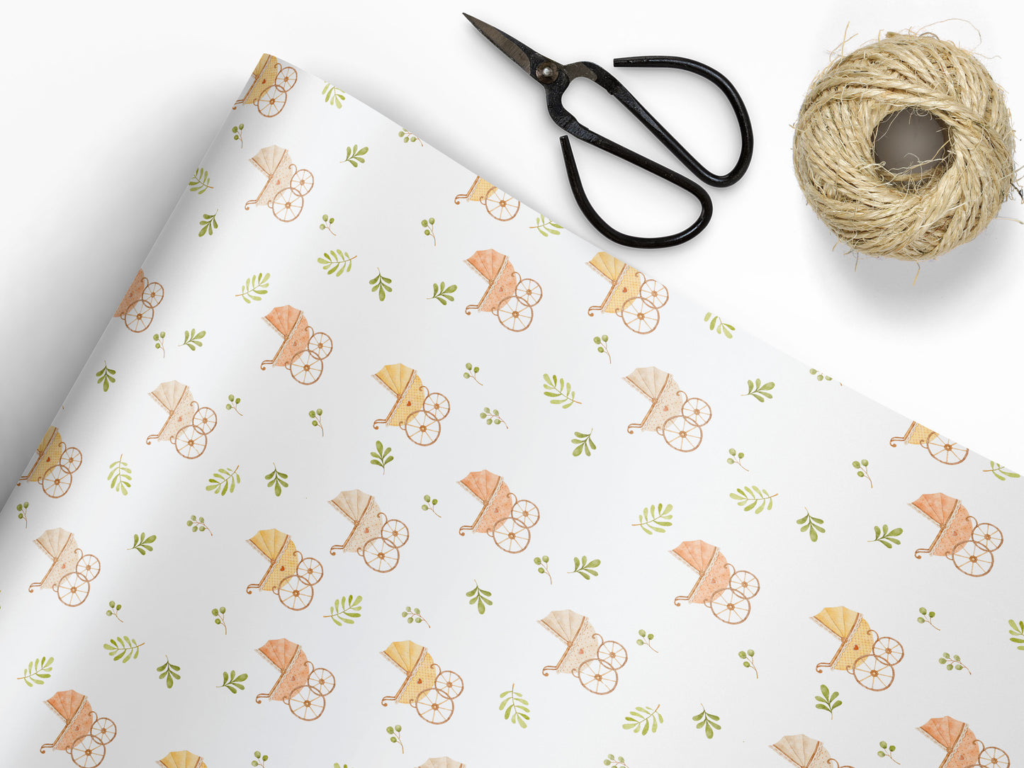 Baby Buggy Shower Wrapping Paper