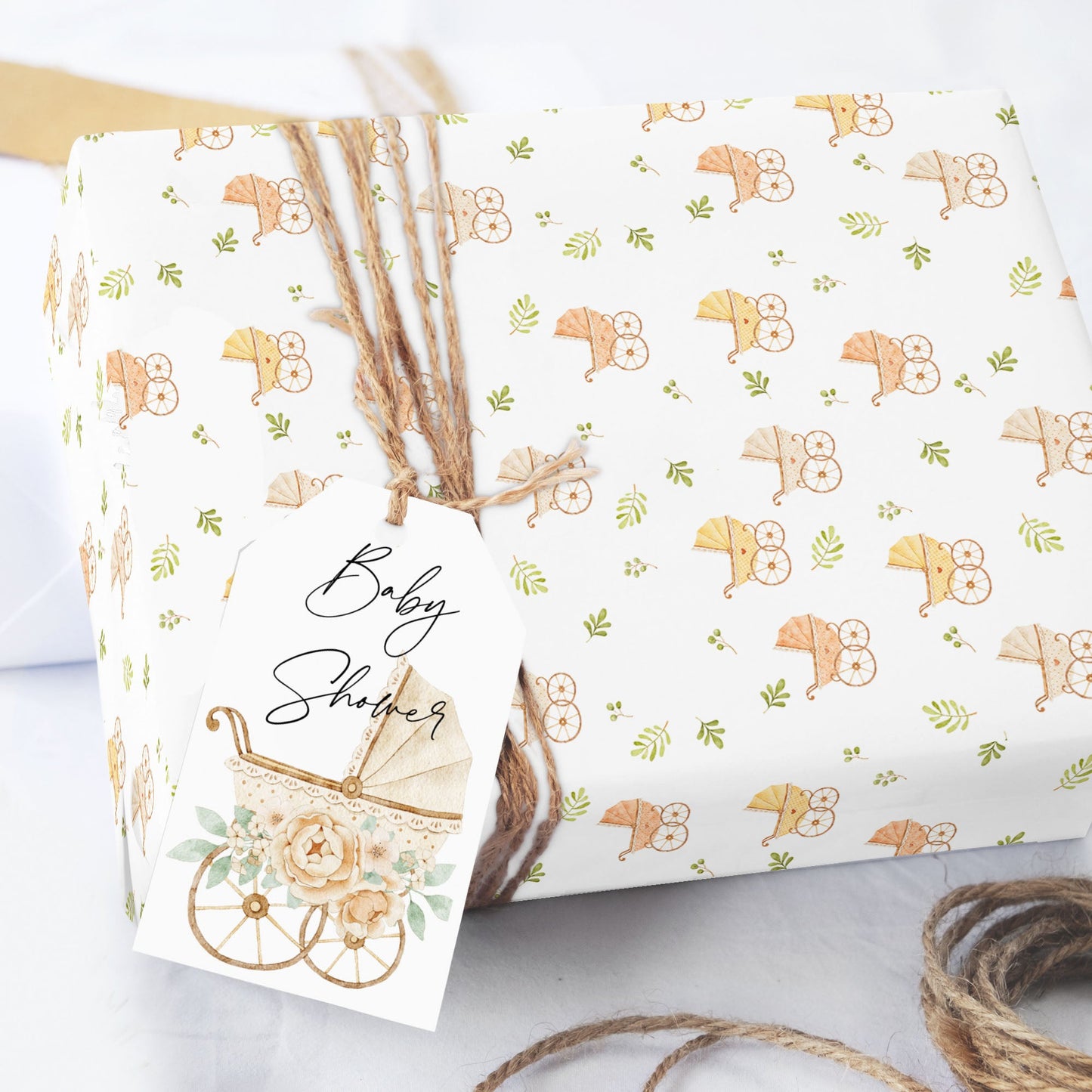 Baby Buggy Shower Wrapping Paper