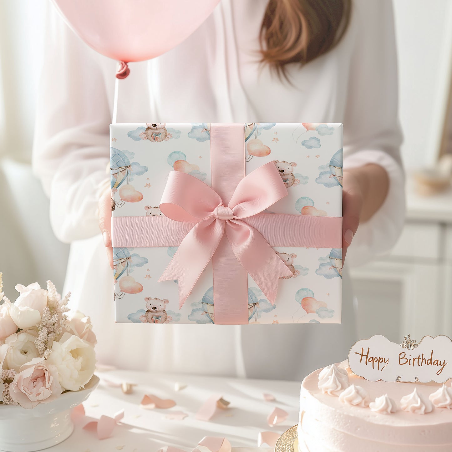 Baby Bear in Hot Air Balloon Wrapping Paper