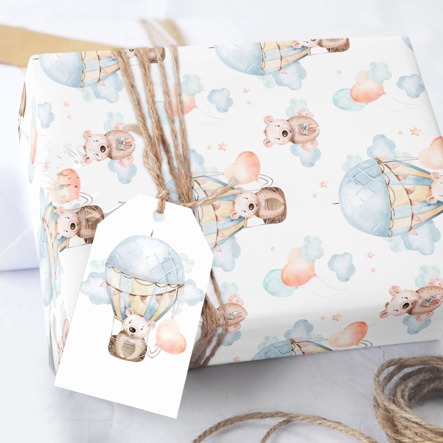 Baby Bear in Hot Air Balloon Wrapping Paper
