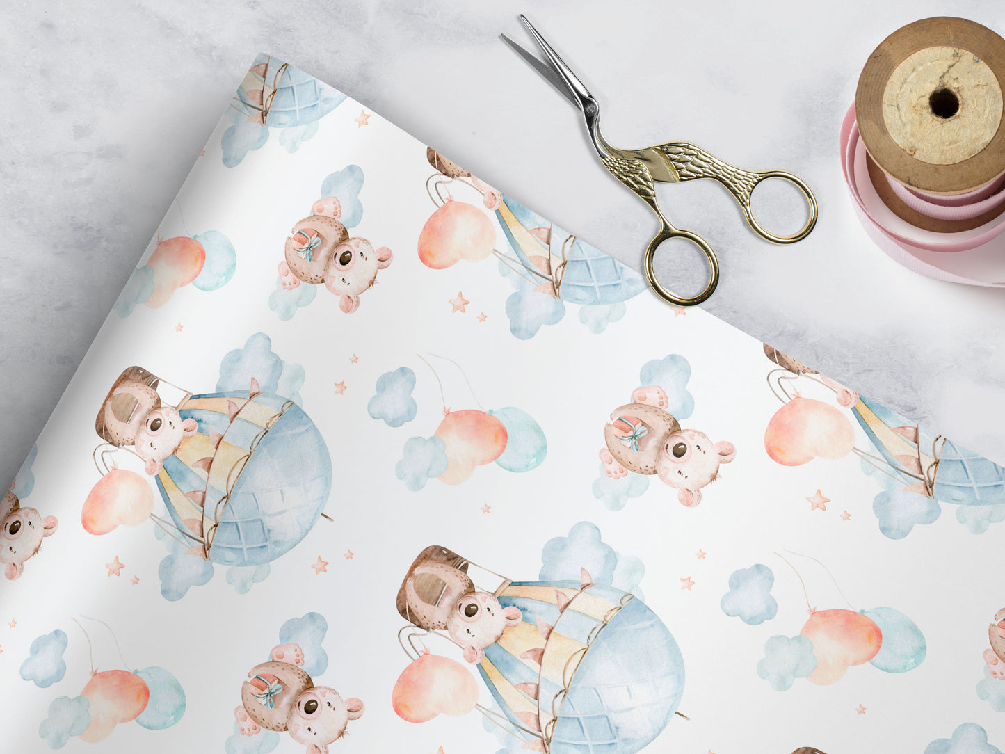 Baby Bear in Hot Air Balloon Wrapping Paper