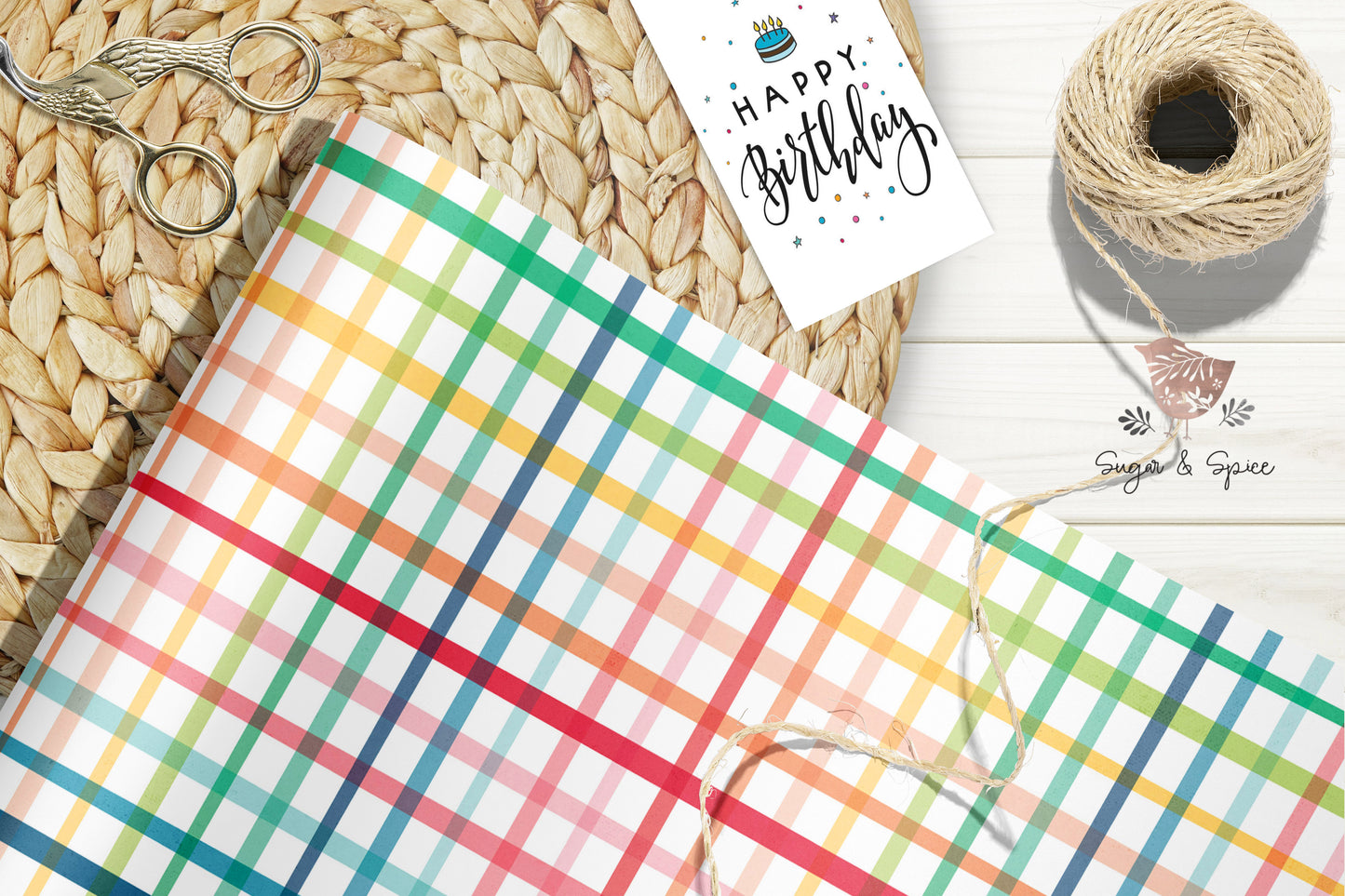 Rainbow Stripe Birthday Wrapping Paper