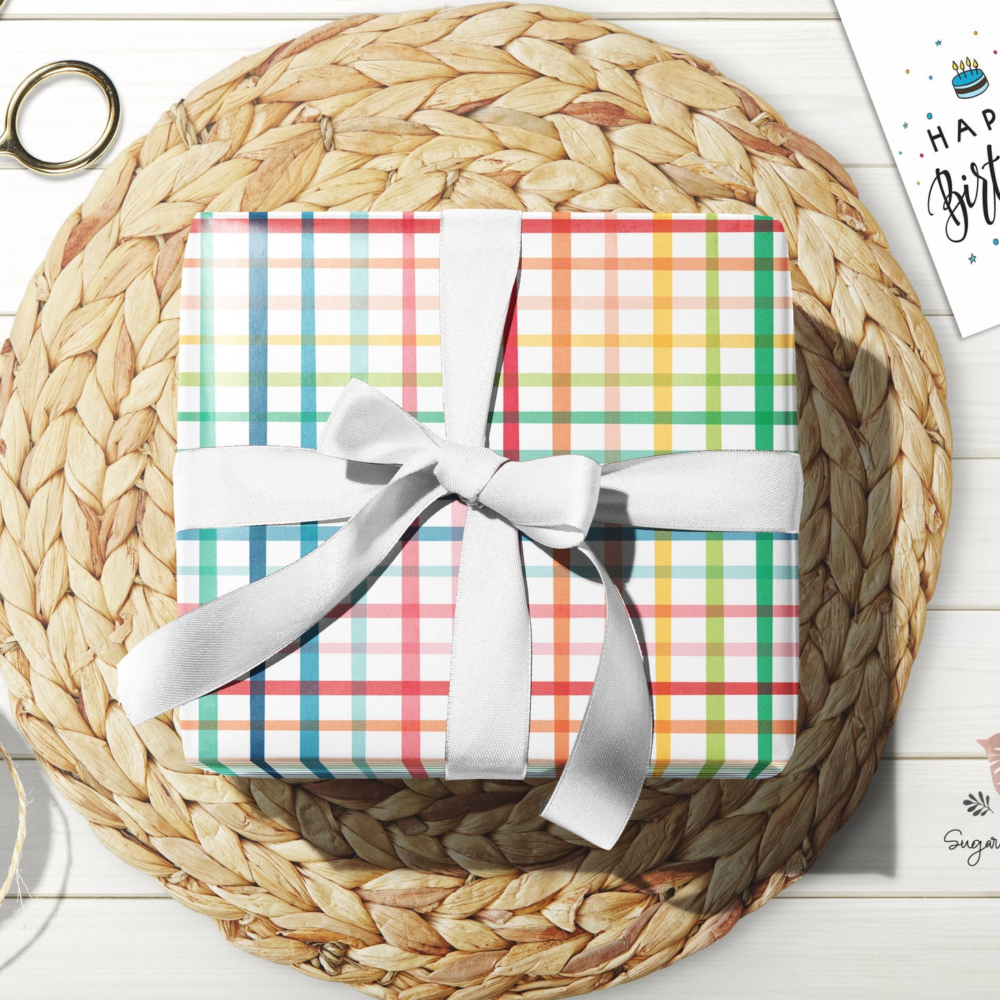 Rainbow Stripe Birthday Wrapping Paper