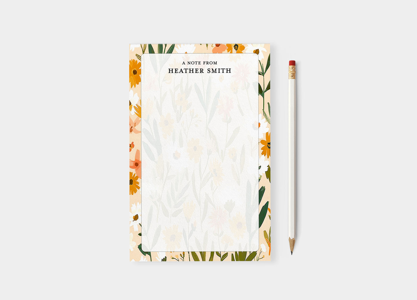 Boho Orange Floral Personalized Notepad