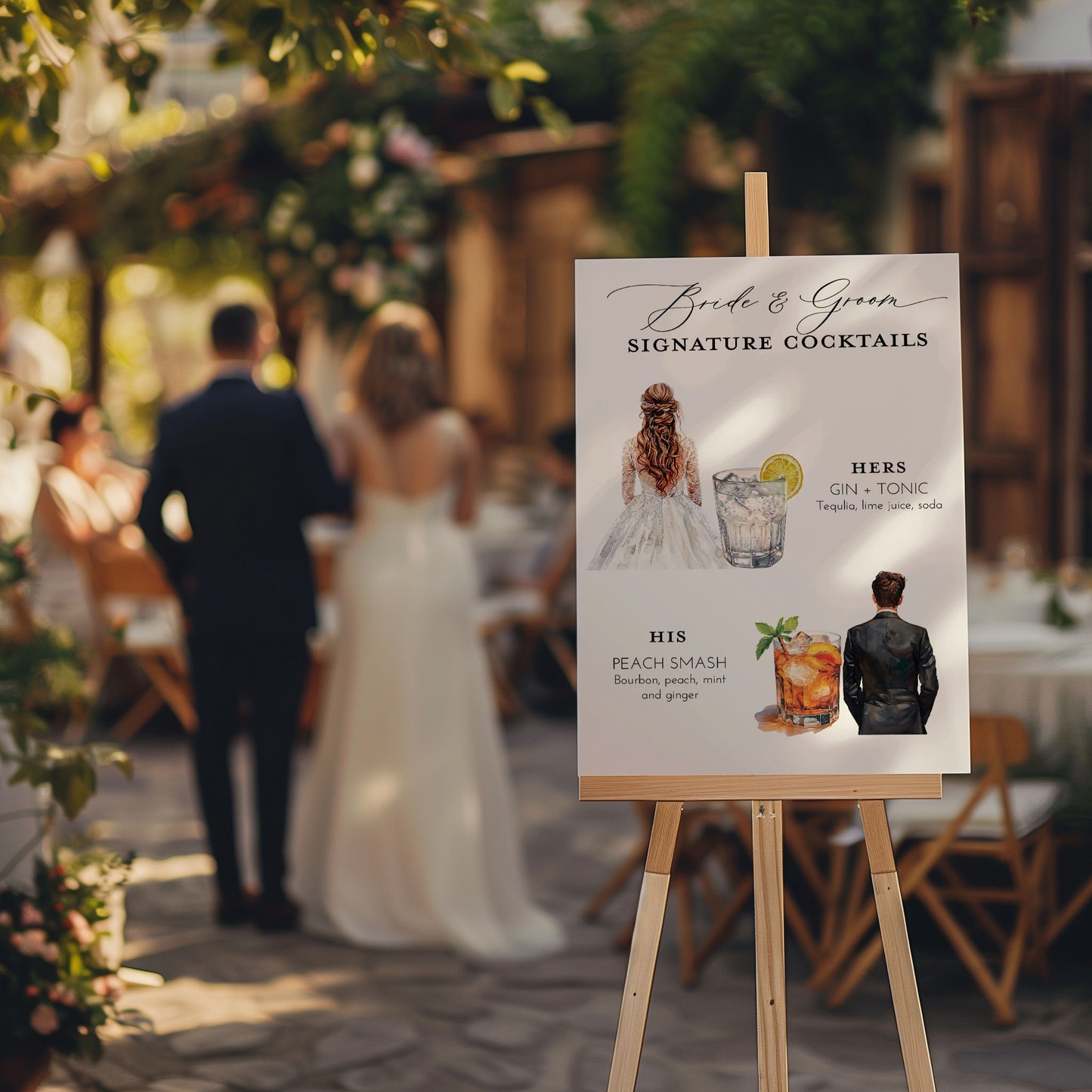 Bride and Groom Custom Signature Drink Sign
