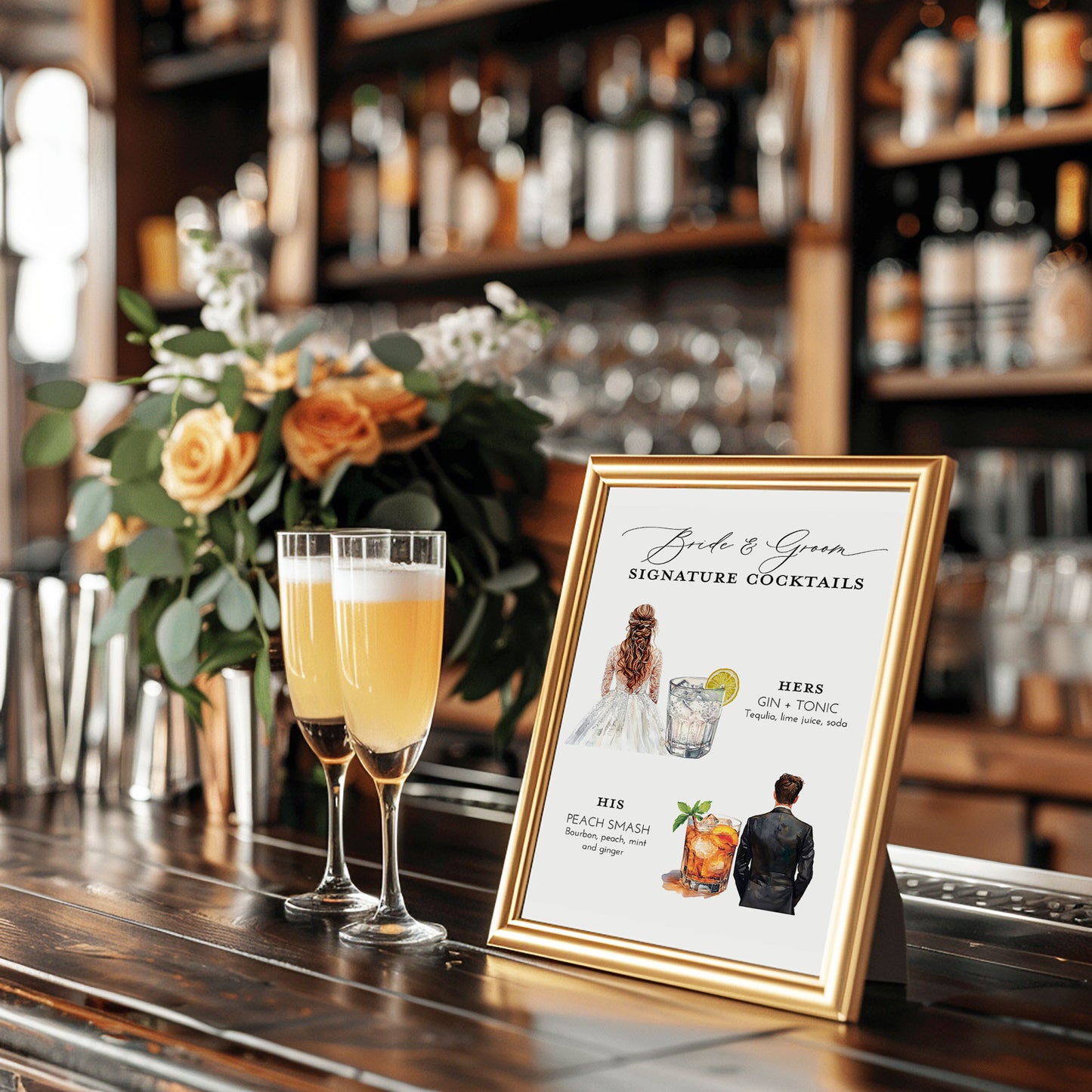 Bride and Groom Custom Signature Drink Sign