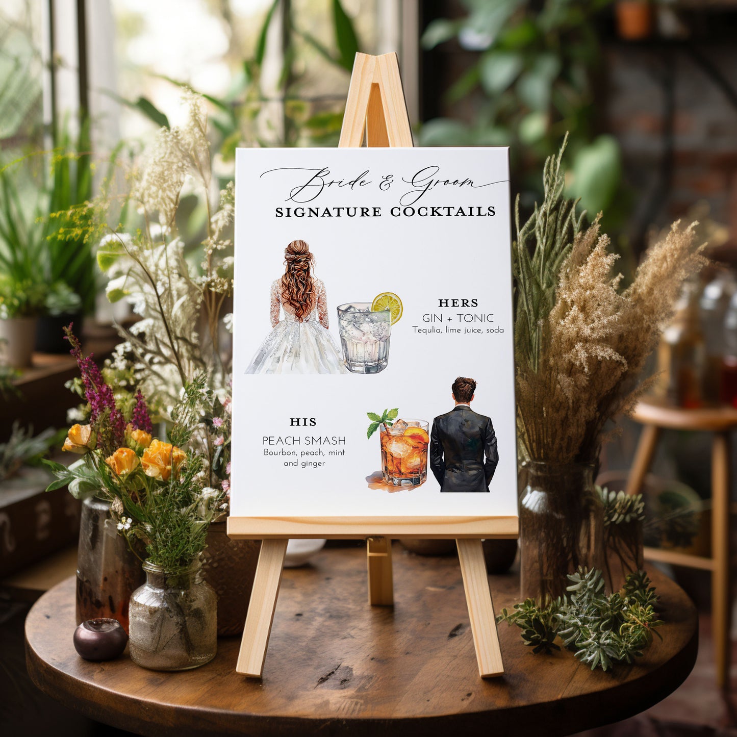 Bride and Groom Custom Signature Drink Sign