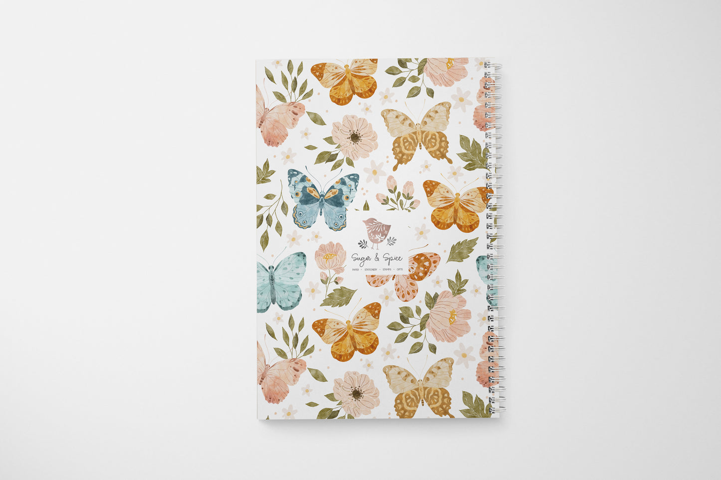 Butterfly Flower Garden Spiral Notebook