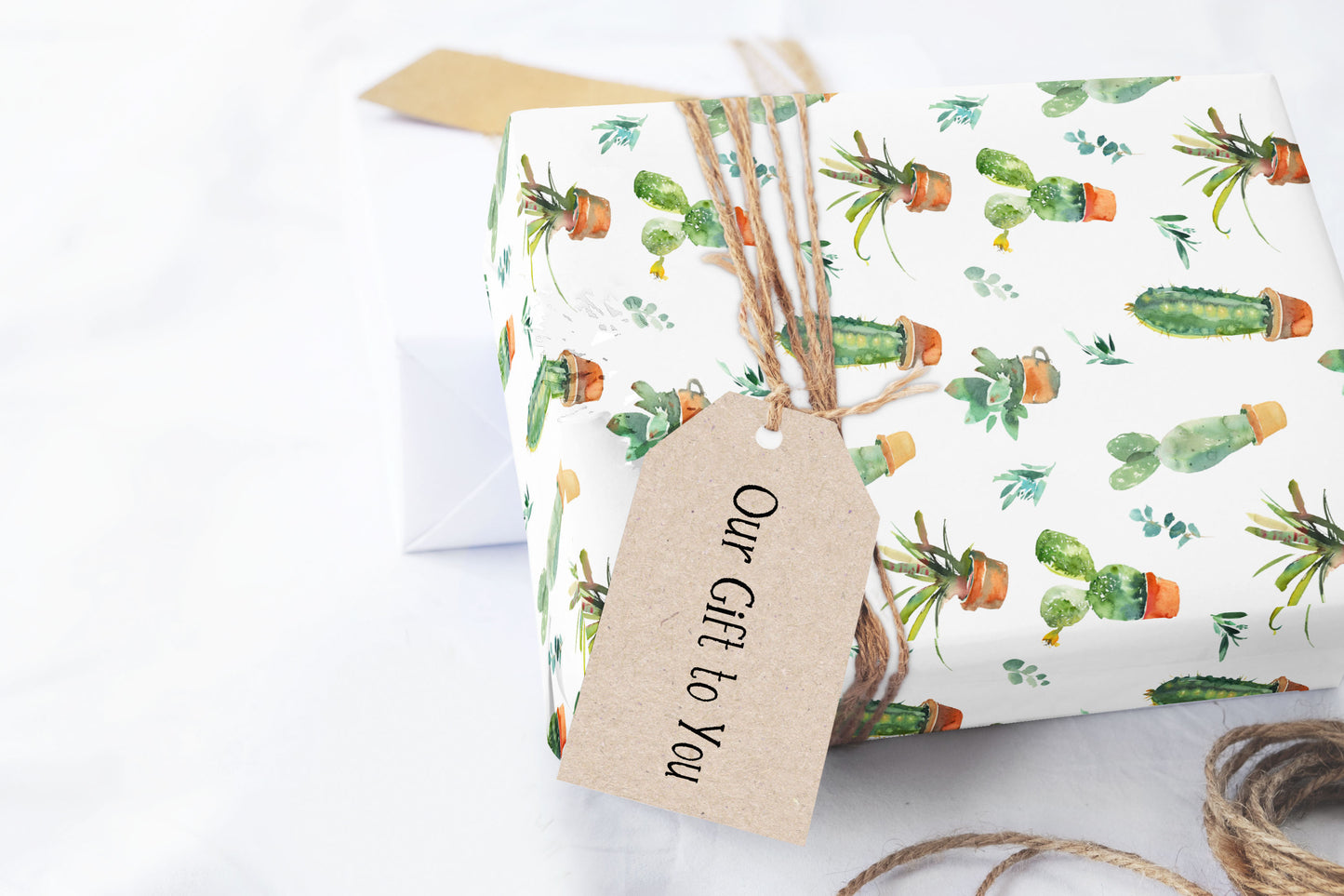 Cactus Plant Floral Watercolor Wrapping Paper