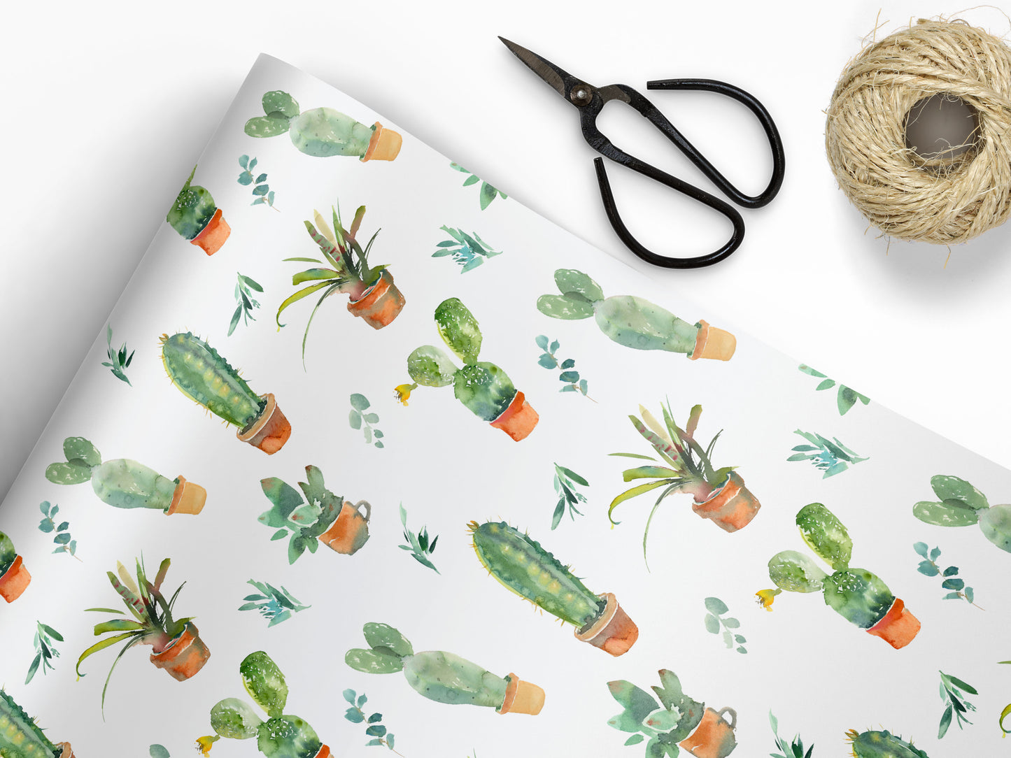 Cactus Plant Floral Watercolor Wrapping Paper