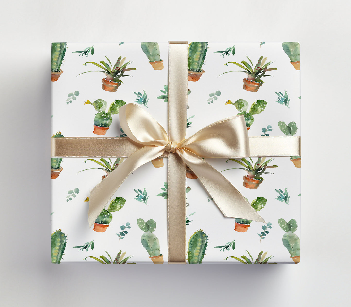 Cactus Plant Floral Watercolor Wrapping Paper