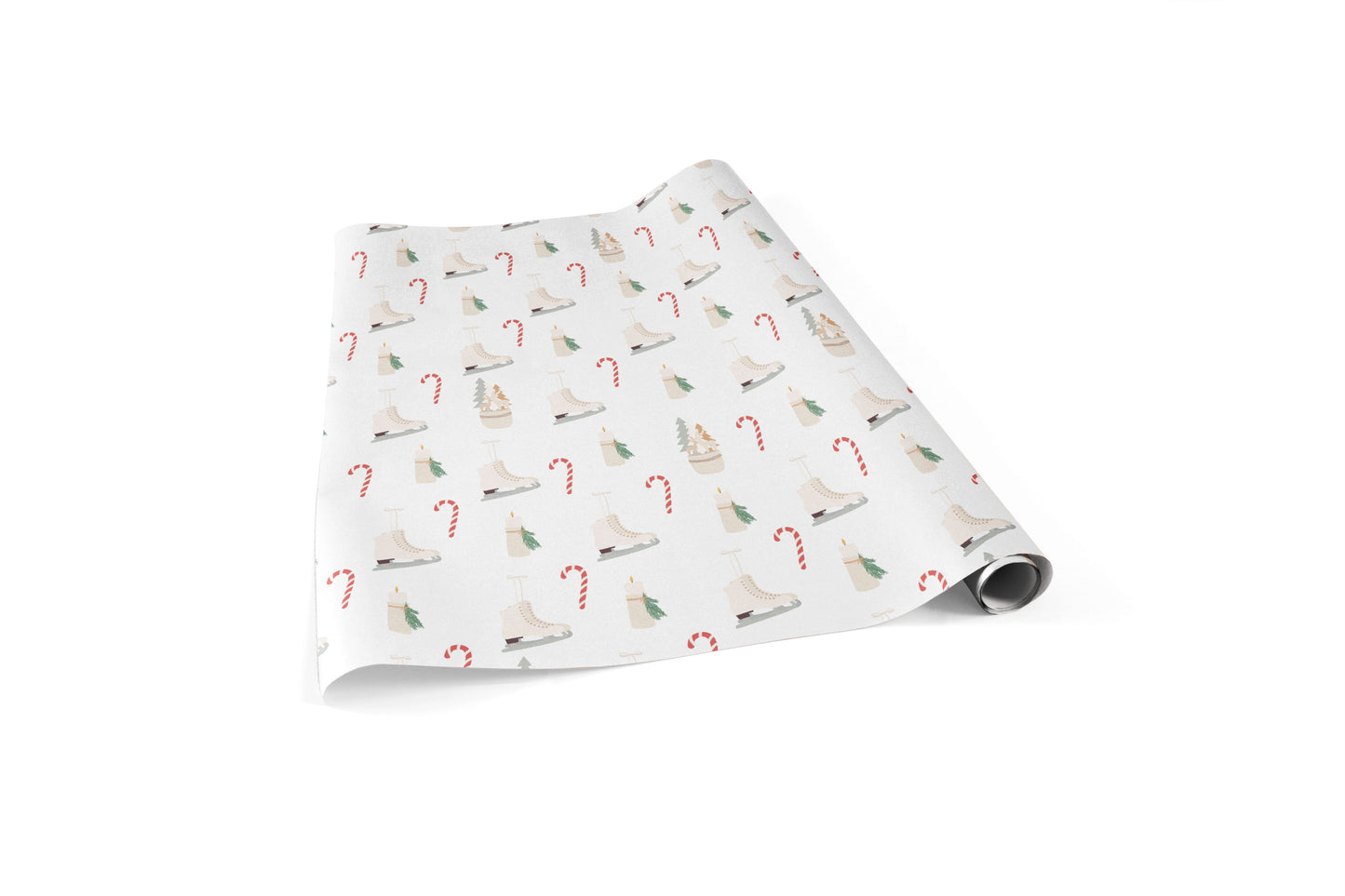Christmas Wrapping Paper Candy Canes and Ice Skates, Holiday Gift Wrap, Birthday, Thick Gift Wrap,