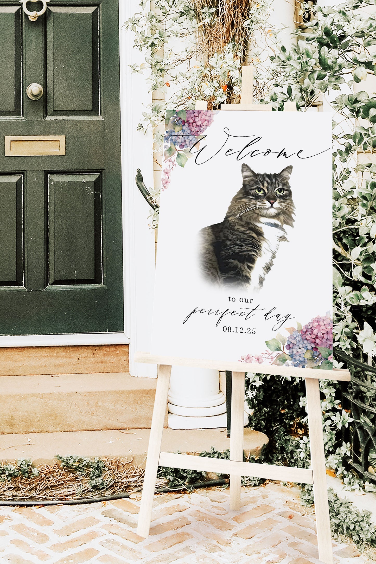 Pet Watercolor Portrait Wedding Welcome Sign