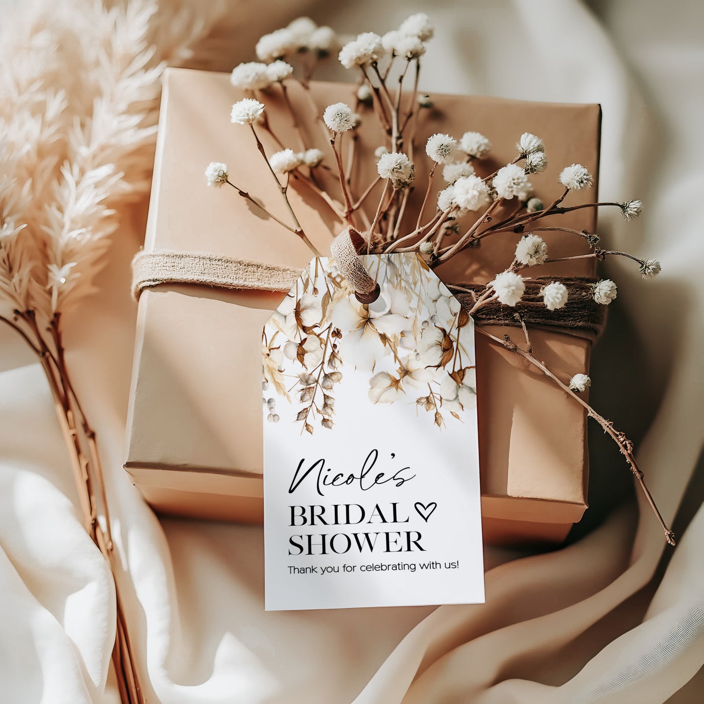 Cotton Boho Bridal Shower Gift Tag