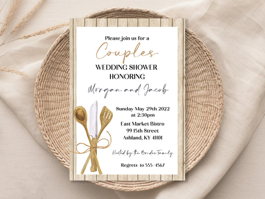 Couples Kitchen Rustic Bridal Shower Invitation