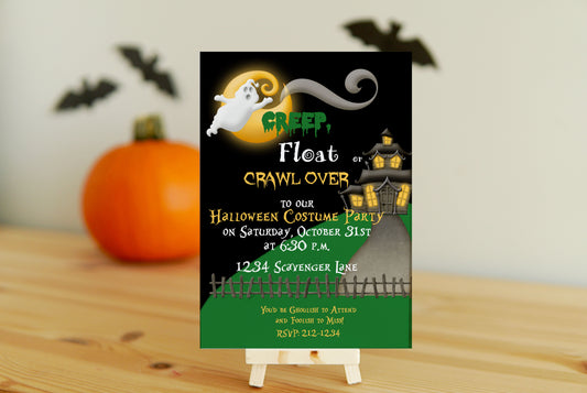Creep, Float, Crawl Cemetery Halloween Invitation