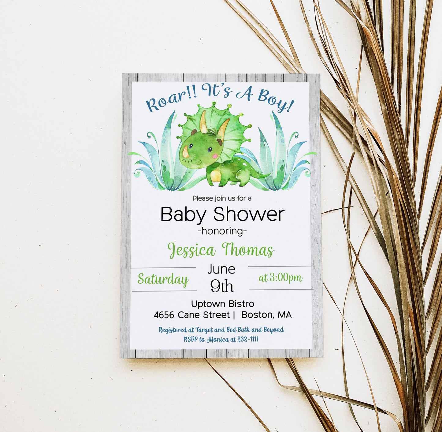 Dinosaur Baby Shower Invitation