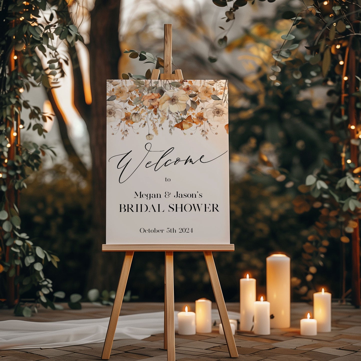 Fall Floral Wedding or Bridal Shower Welcome Sign